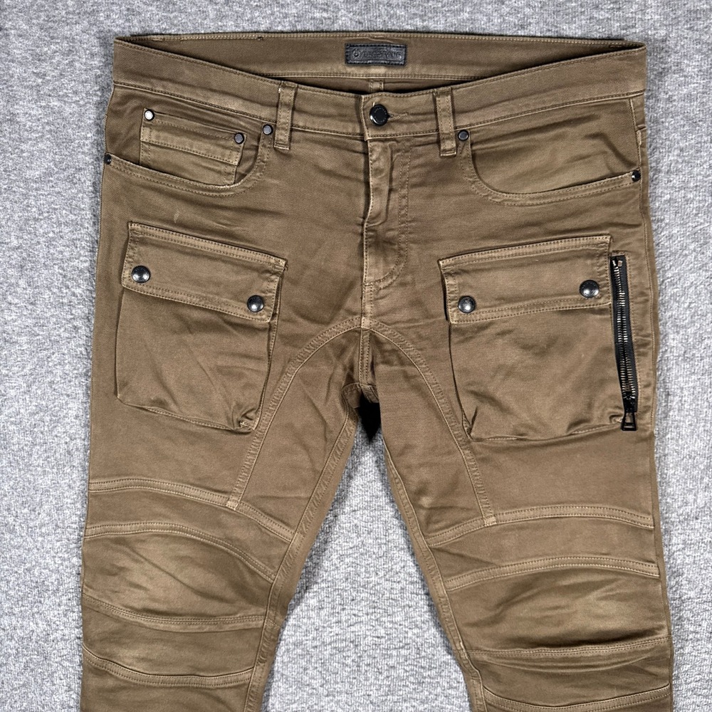 Belstaff Felmore Moto Cargo Pants Mens 32/33 Brown Slim Low Waist Utility Biker